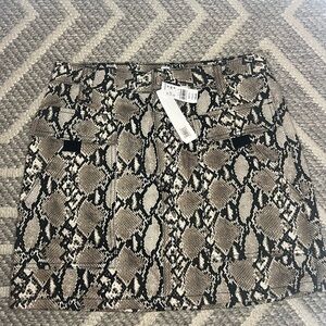 Topshop Beige and Black Snake Print Mini Skirt